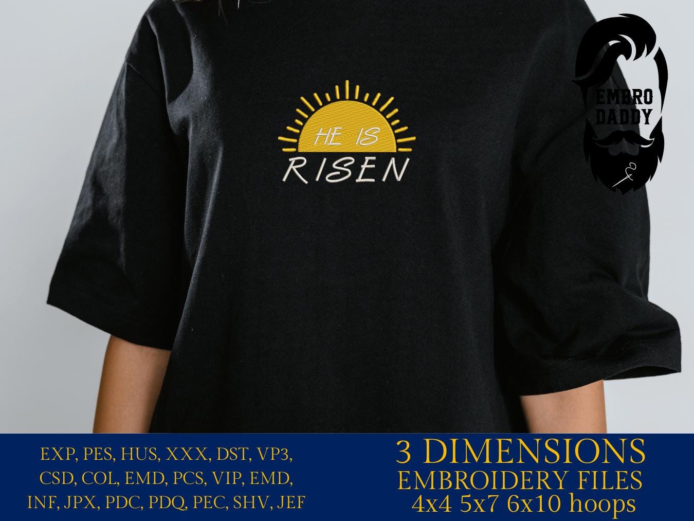 Machine Embroidery files, He is Risen, christian, easter, sunset PES, xxx, hus & more