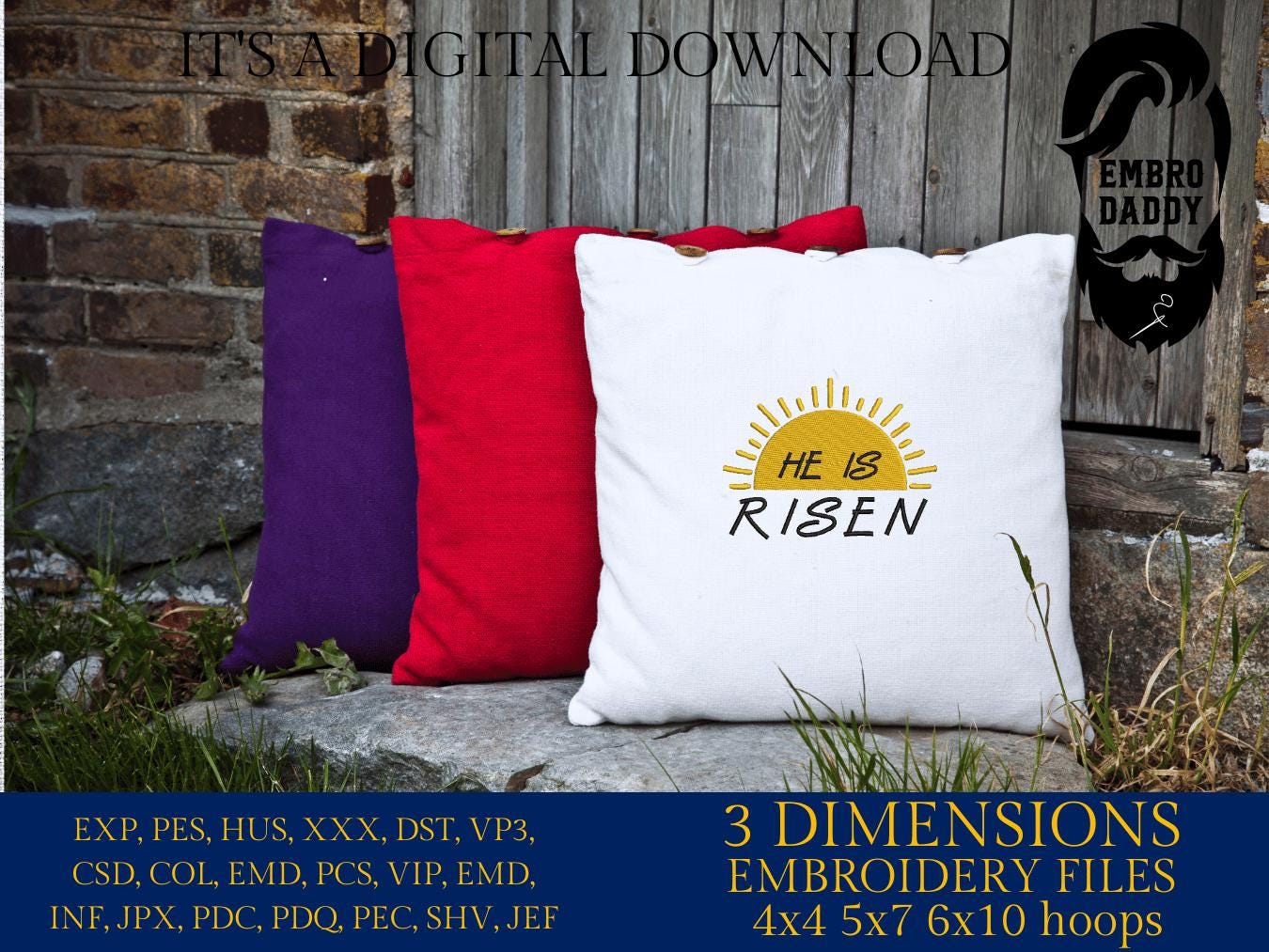 Machine Embroidery files, He is Risen, christian, easter, sunset PES, xxx, hus & more