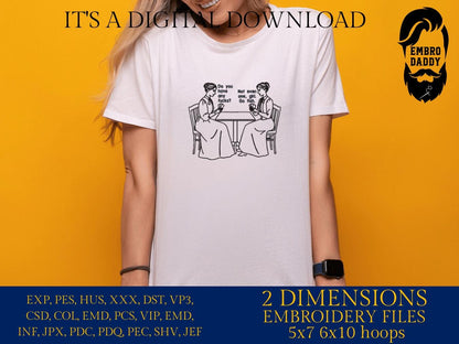 Machine Embroidery files, Do You Have Any Fucks? Go Fish Girl, Funny, Women Playing Poke, vintage, PES, DST, xxx, hus & more