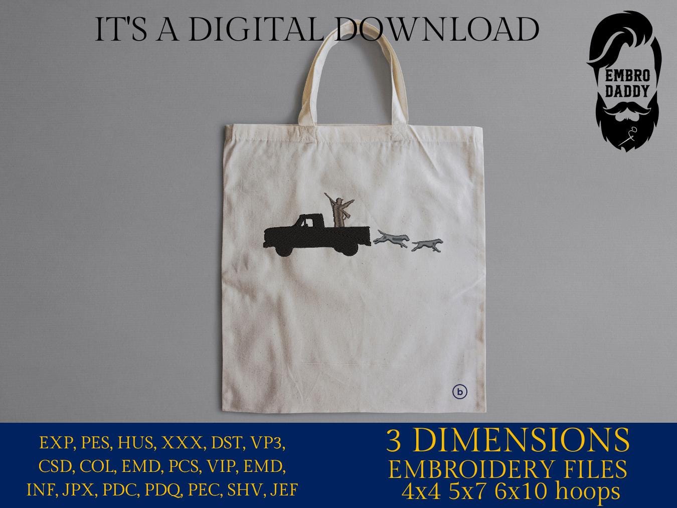 Machine Embroidery files, Hunting with hounds, pick up, Hunting, Hound, hunt, PES, xxx, dst, hus & more