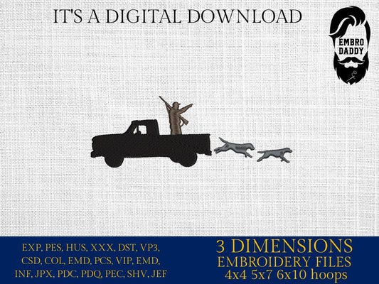 Machine Embroidery files, Hunting with hounds, pick up, Hunting, Hound, hunt, PES, xxx, dst, hus & more