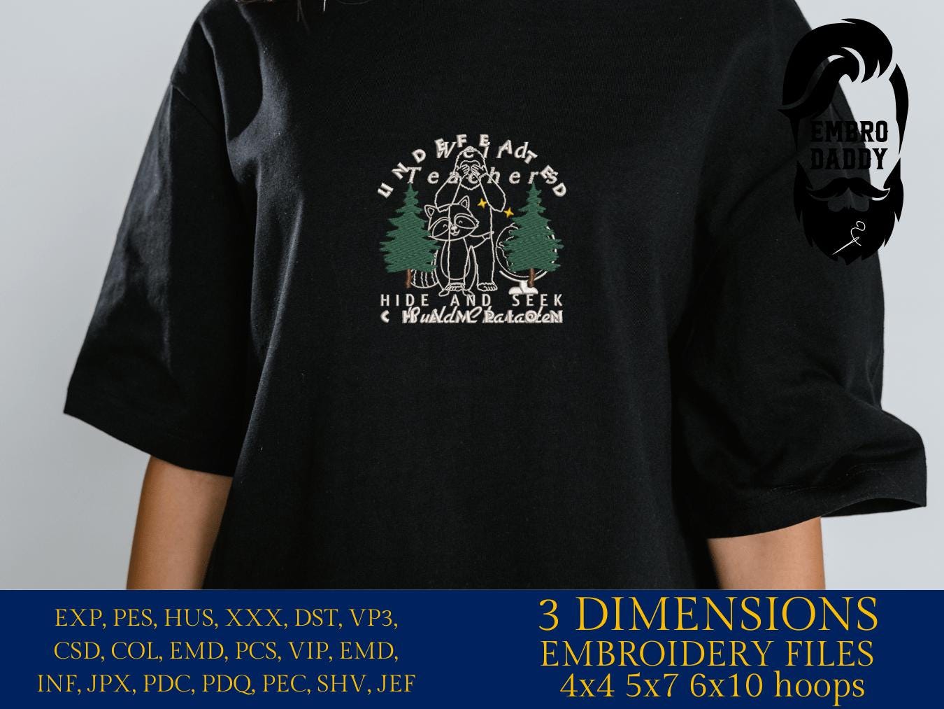 Machine Embroidery files, bigfoot, Undefeated hide and seek world champion, PES, xxx, hus & more