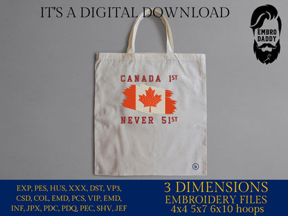 Machine embroidery files, Canada is Not For Sale, Proud to be Canadian, Patriotic Canadian, Canadian Goose, PES, DST, hus & more