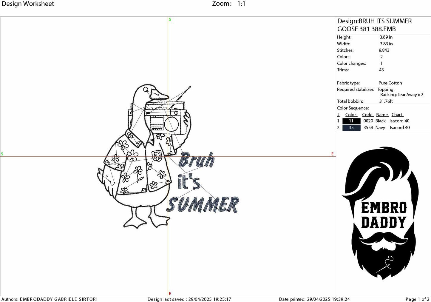 Machine Embroidery files, Funny Summer, Bruh It's Summer Design, Retro Summer Goose, Trendy Vintage PES, DST, xxx, hus & more