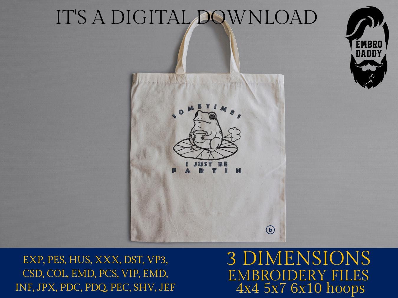 Machine Embroidery files, Sometimes I Just Be Fartin, Funny Frog, Unhinged Meme, Weirdcore Outfits, Gag Gift, PES, DST, xxx, hus & more