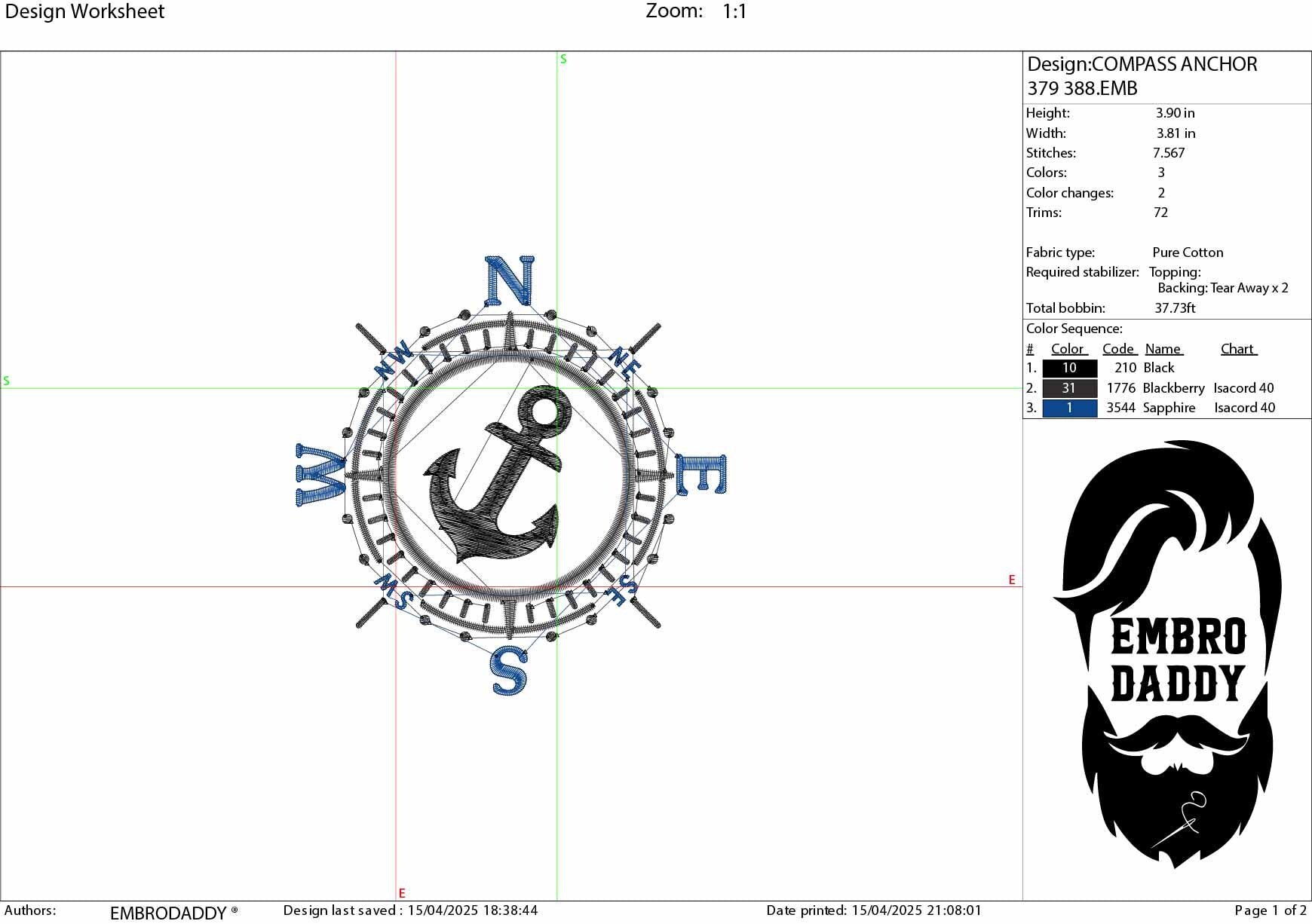 Machine Embroidery files, anchor, Compass, PES, xxx, hus & more