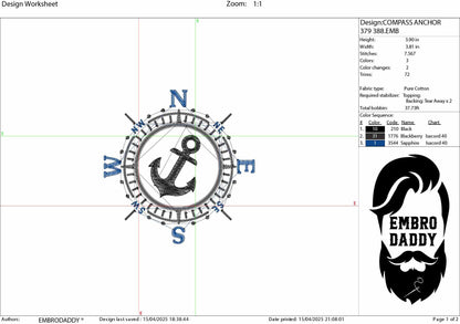 Machine Embroidery files, anchor, Compass, PES, xxx, hus & more