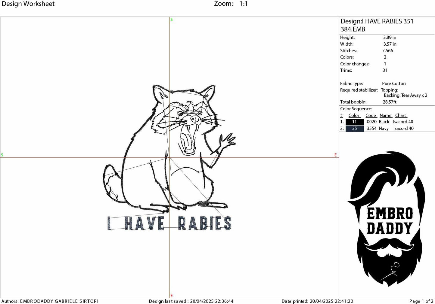 Machine Embroidery files, I Have Rabies, Funny Raccoon Meme, Funny Trash Panda, Sarcastic Snarky, Adult Humor, PES, DST, xxx, hus & more