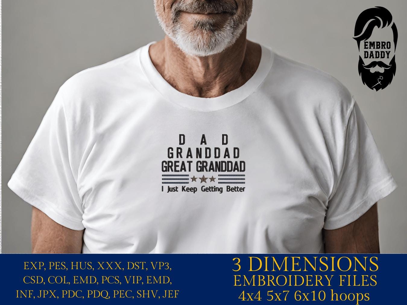 Machine Embroidery files, Dad, Granddad, Great Granddad, PES, xxx hus & more