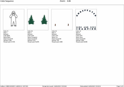 Machine Embroidery files, bigfoot, Undefeated hide and seek world champion, PES, xxx, hus & more