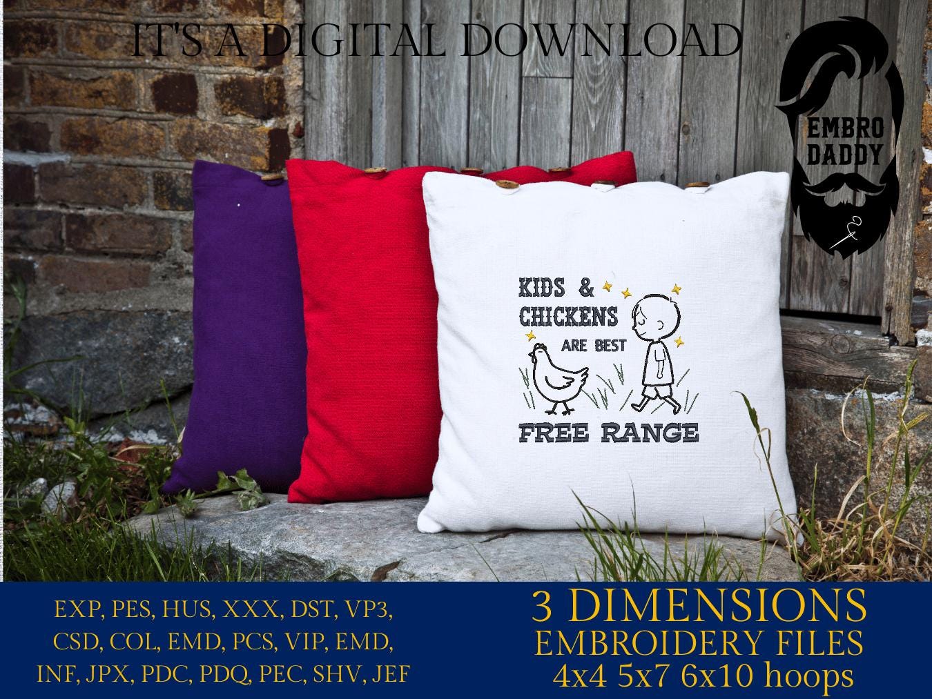 Machine Embroidery files, Home Sweet Homestead, Kids and Chickens Are Best Free Range, Farm Chicken, Farm Fresh, PES, xxx, hus & more