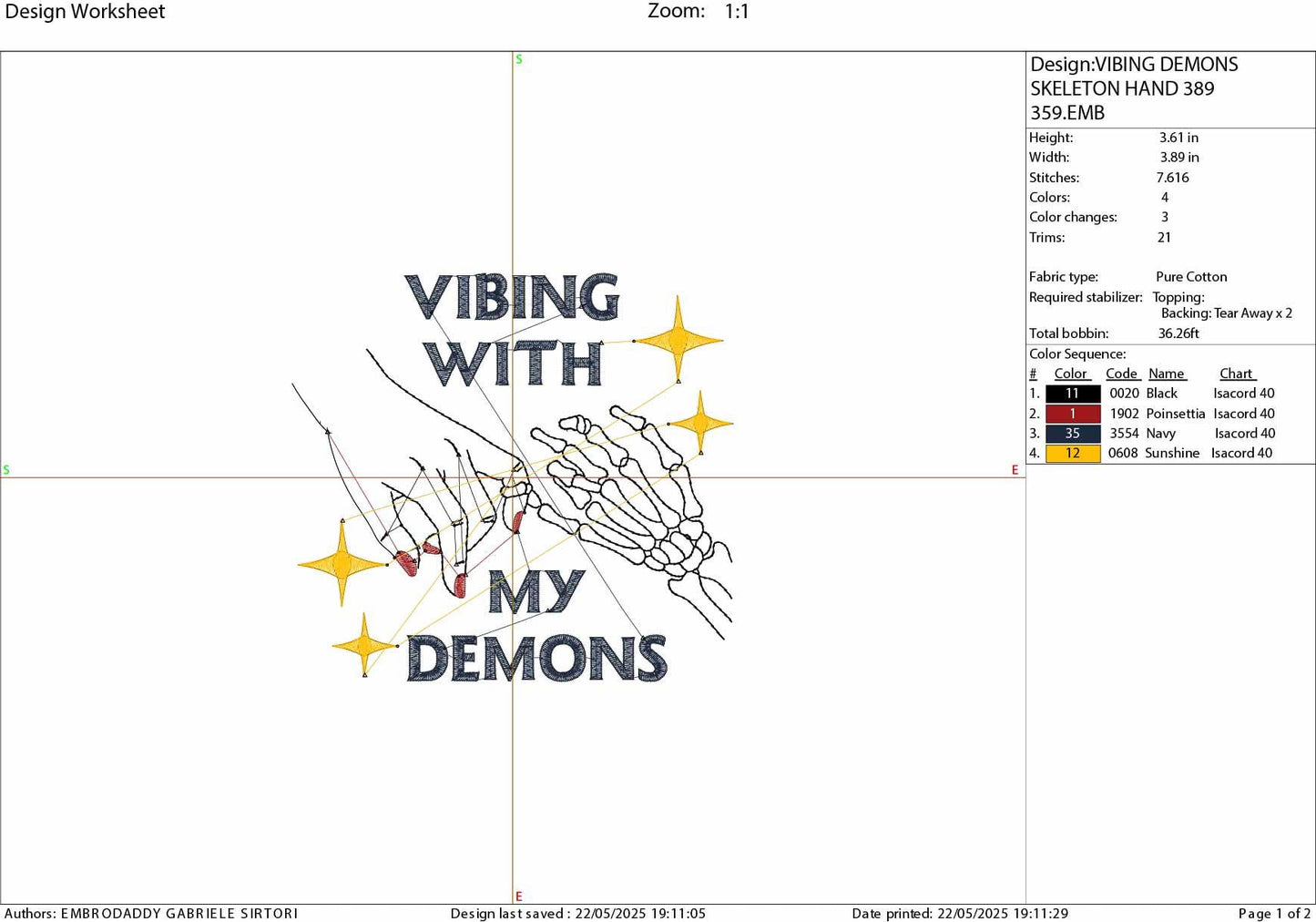 Machine Embroidery files, Vibing with my demons, halloween embroidery pattern, skeleton hand, gifts for halloween, PES, xxx, hus & more