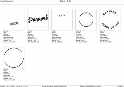 Machine Embroidery files, Retired Principal Class of 2025, Principal Retirement, Retirement, Teacher Retirement, PES, DST, xxx, hus & more