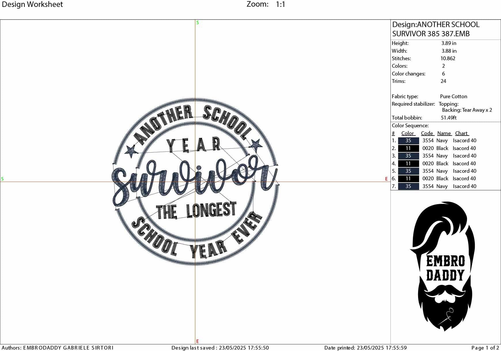 Machine Embroidery files, Another School Survivor the Longest School Year Ever, Summer, Teacher, last Day of School, PES, xxx, hus & more