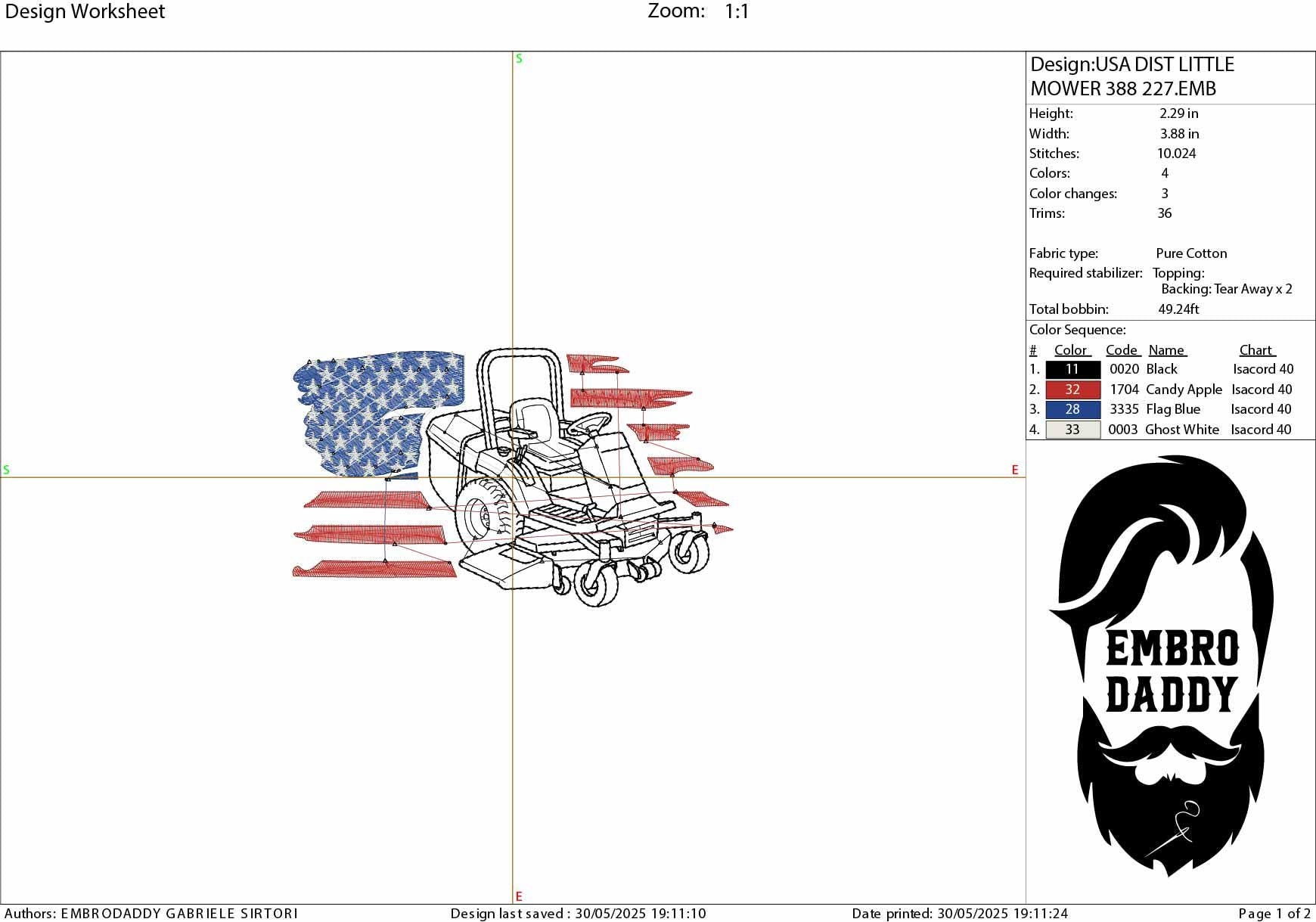 Machine Embroidery files, US Lawn Mower, Lawn Mower With Flag, Landscaping, PES, dst, xxx hus & more