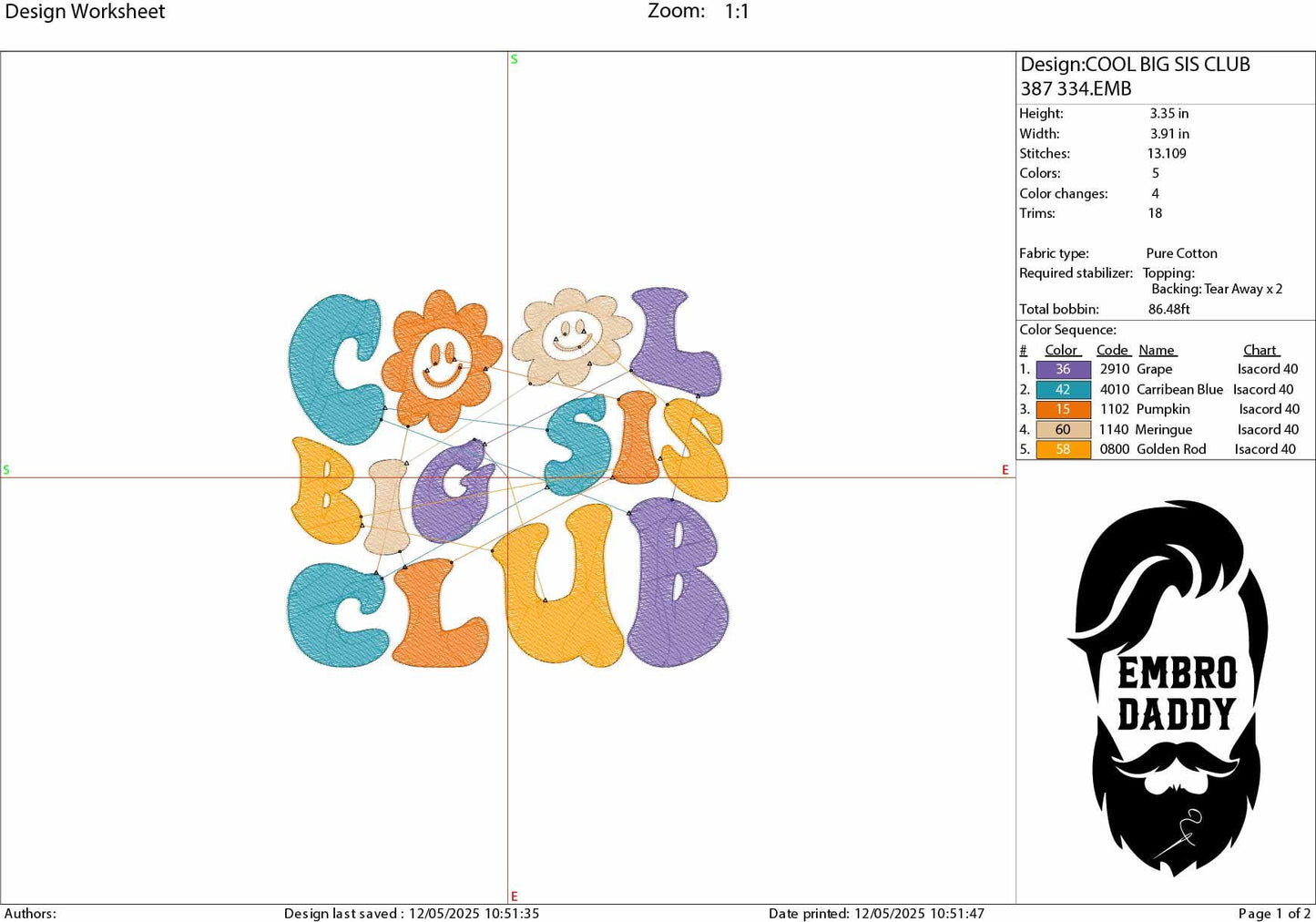 Machine Embroidery files, Cool Big Sis Club, Cool Big Sis Club, Big Sis, Big Sis To Be, Wavy, dst PES, xxx, hus & more