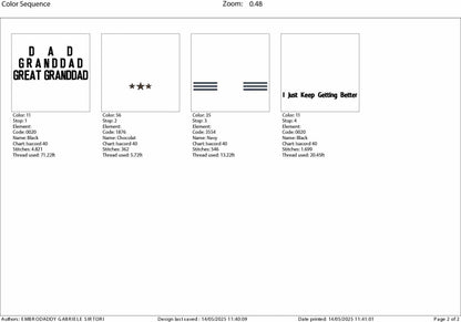 Machine Embroidery files, Dad, Granddad, Great Granddad, PES, xxx hus & more