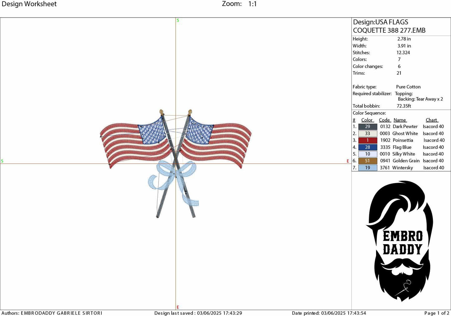 Machine Embroidery files, USA flag, American Flags with Ribbon Bow, DST, PES, xxx, hus & more