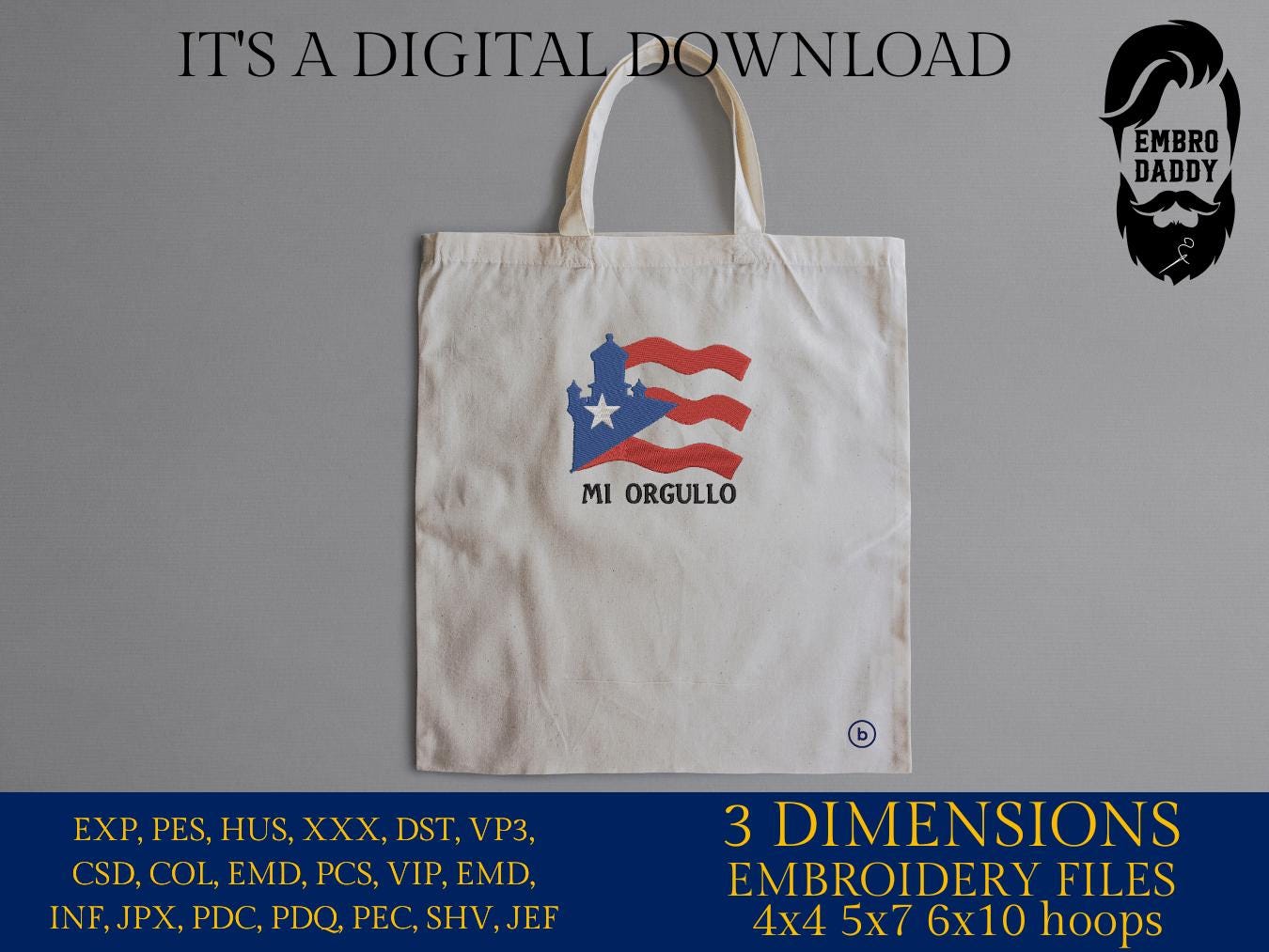 Machine Embroidery files, Puerto Rico Rican, Mi Orgullo, Lighthouse Flag, San Juan Island, Country National, DST, PES, xxx, hus & more,