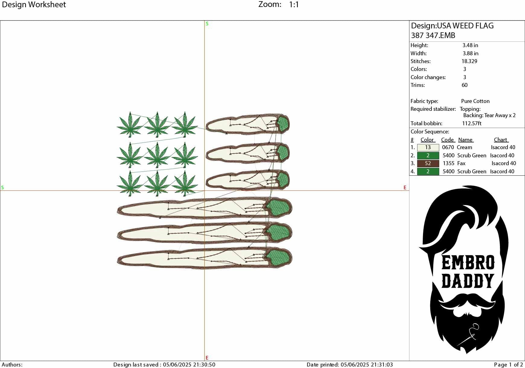 Machine Embroidery files, Marijuana Leaf, Joint, Blunt, USA, US Flag, Bud, Pot, Smoke, Weed, Cannabis, Hemp, PES, dst, xxx, hus & more