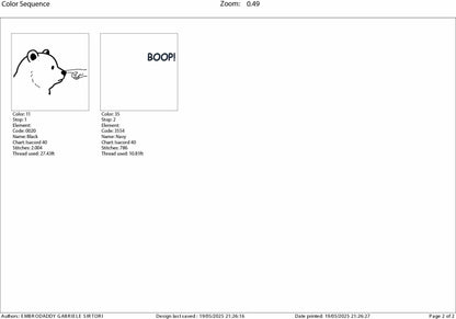 Machine Embroidery files, Boop! Bear Finger Touching Nose, Papa Bear, Black Bear, Funny Meme, PES, xxx, hus & more