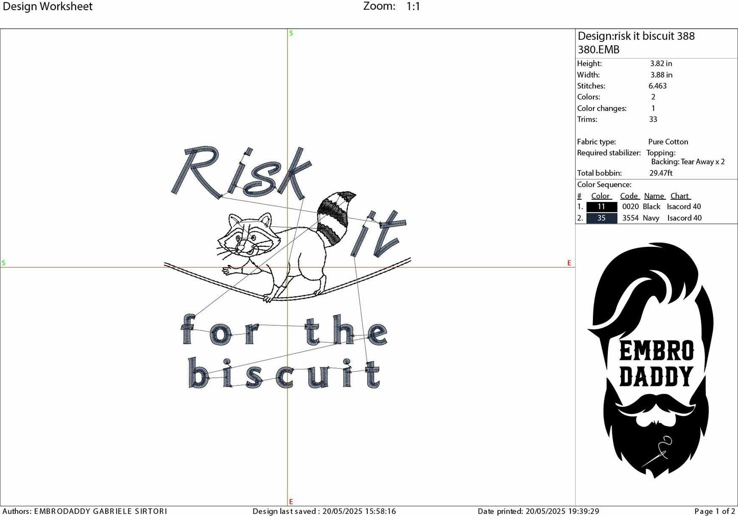 Machine Embroidery files, Risk It For The Biscuit, Funny, Sarcastic, Raccoon Walking on a rope, Circus, Raccoon PES, DST, xxx, hus & more