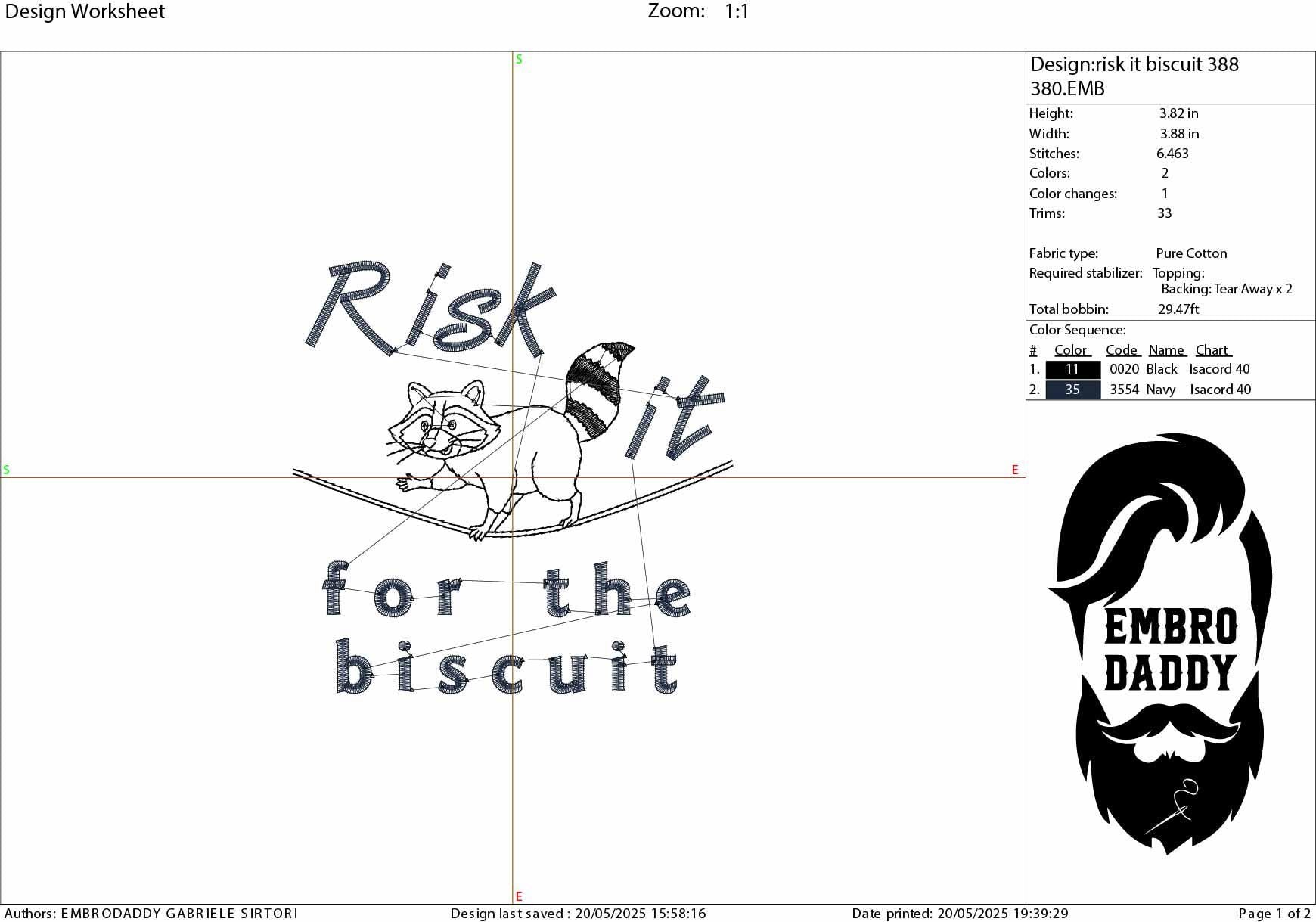 Machine Embroidery files, Risk It For The Biscuit, Funny, Sarcastic, Raccoon Walking on a rope, Circus, Raccoon PES, DST, xxx, hus & more