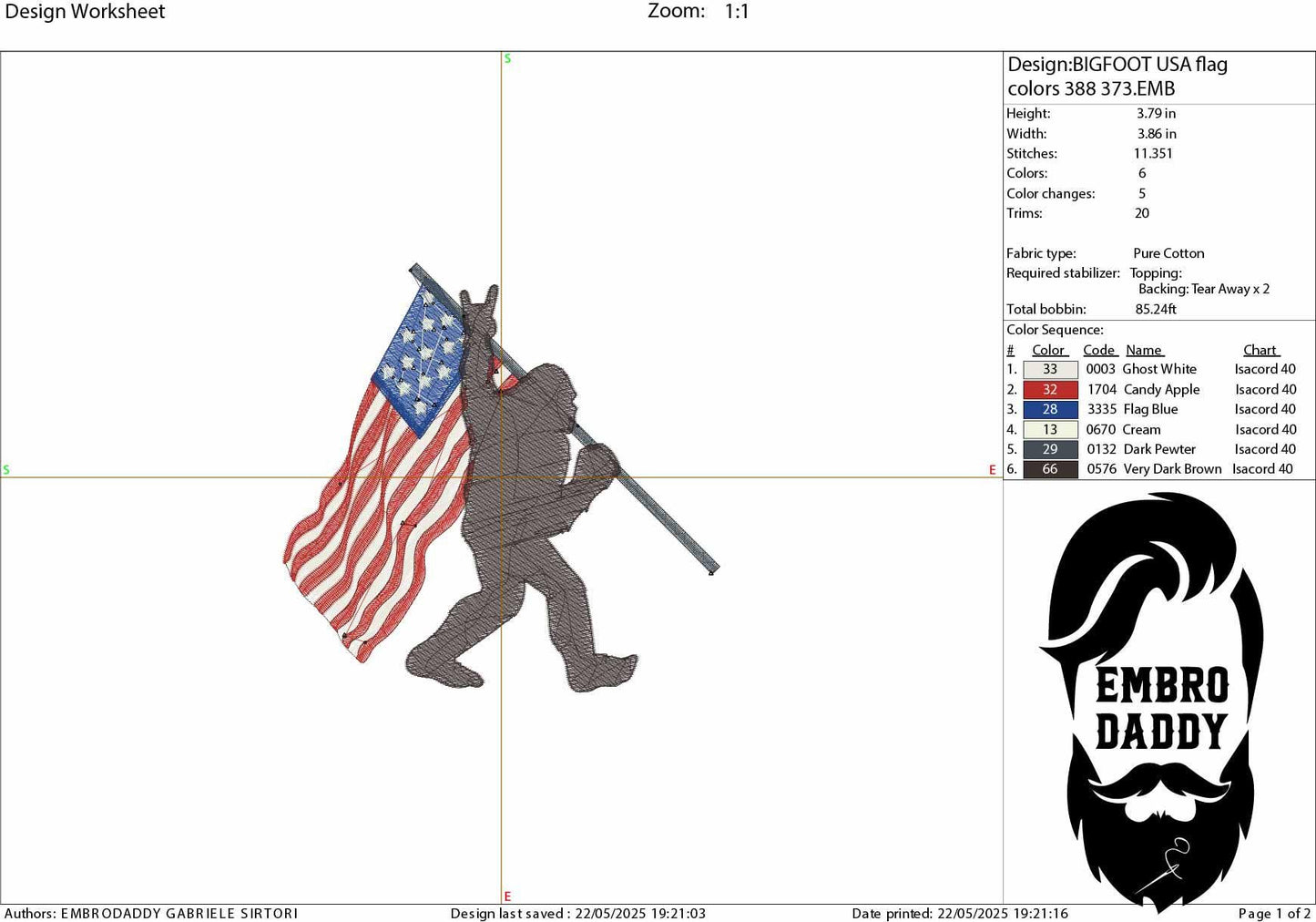 Machine Embroidery files, Bigfoot USA flag, US flag, Bigfoot Design, PES, xxx, hus & more