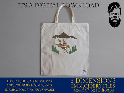 Machine embroidery files, Wyoming Cowboy 307, Bucking Horse, Wyoming State, Western Gift, Bucking Bronco, Decor Cowboy, PES, DST, hus & more