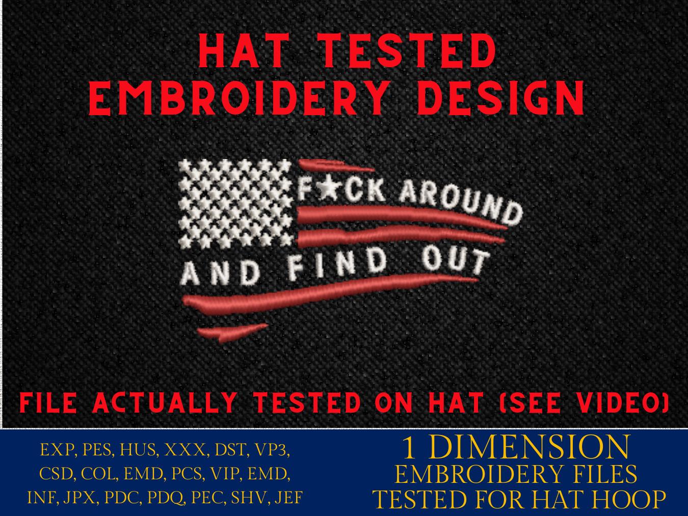 Machine Embroidery files, Usa flag FAFO, embroidery file digitize for hat, American Flag PES, xxx hus & more