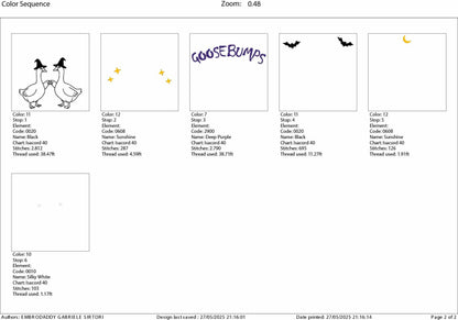 Machine Embroidery files, goose bump, Goosebumps, Halloween, Geese Witches, Fall, Funny, Magical Wizard Goose, PES, DST, xxx, hus & more