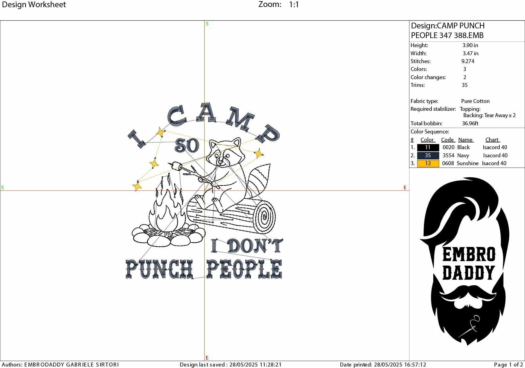 Machine Embroidery files, I camp so I don't punch people, Camping, Summer, Camping designs, Funny, Hiking, Raccoon PES, xxx, hus & more