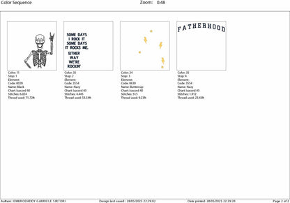 Machine Embroidery files, Fatherhood Skeleton Dad, Some Day I Rock It Some Day, Father’s Day, Skeleton, DST, PES, xxx hus & more