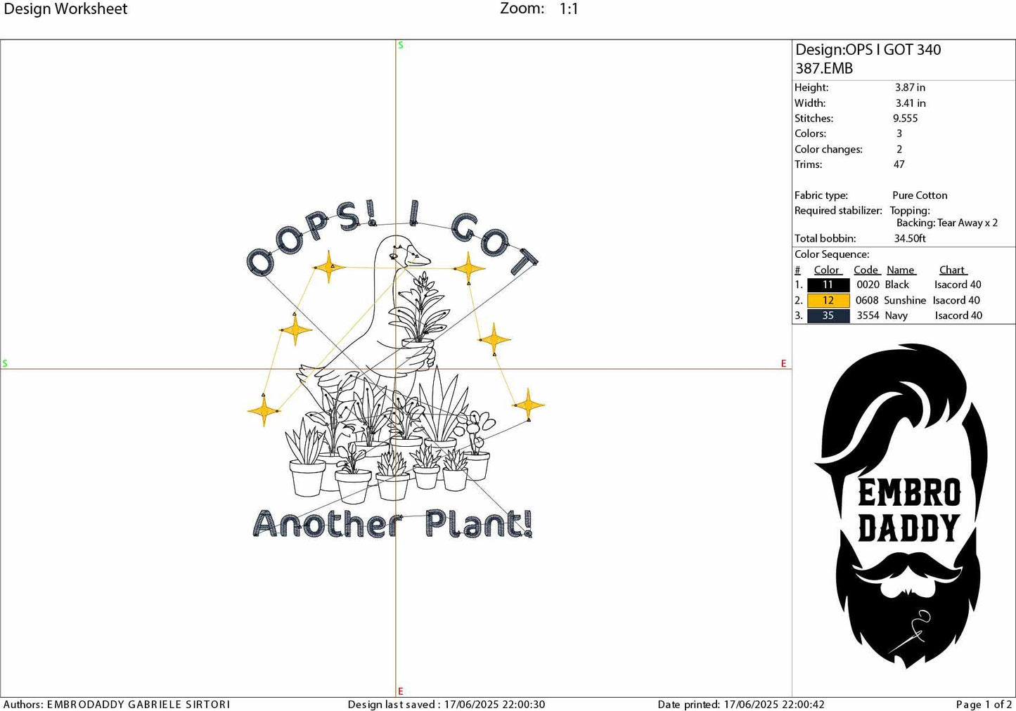 Machine Embroidery files, Oops I Got Another Plant, Goose, Funny Plant Lover, Sarcastic Gardening Humor, PES, xxx, hus & more