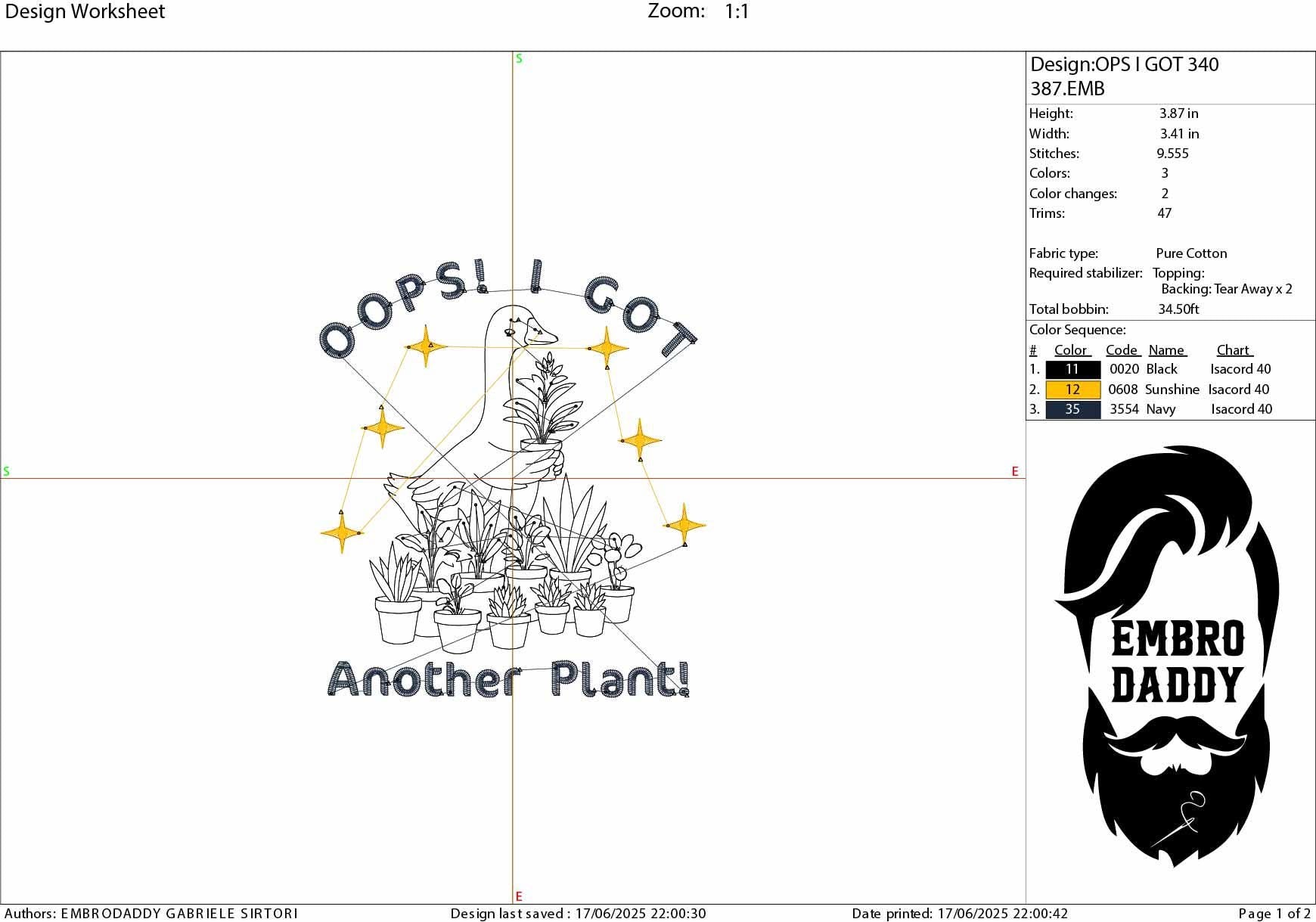 Machine Embroidery files, Oops I Got Another Plant, Goose, Funny Plant Lover, Sarcastic Gardening Humor, PES, xxx, hus & more