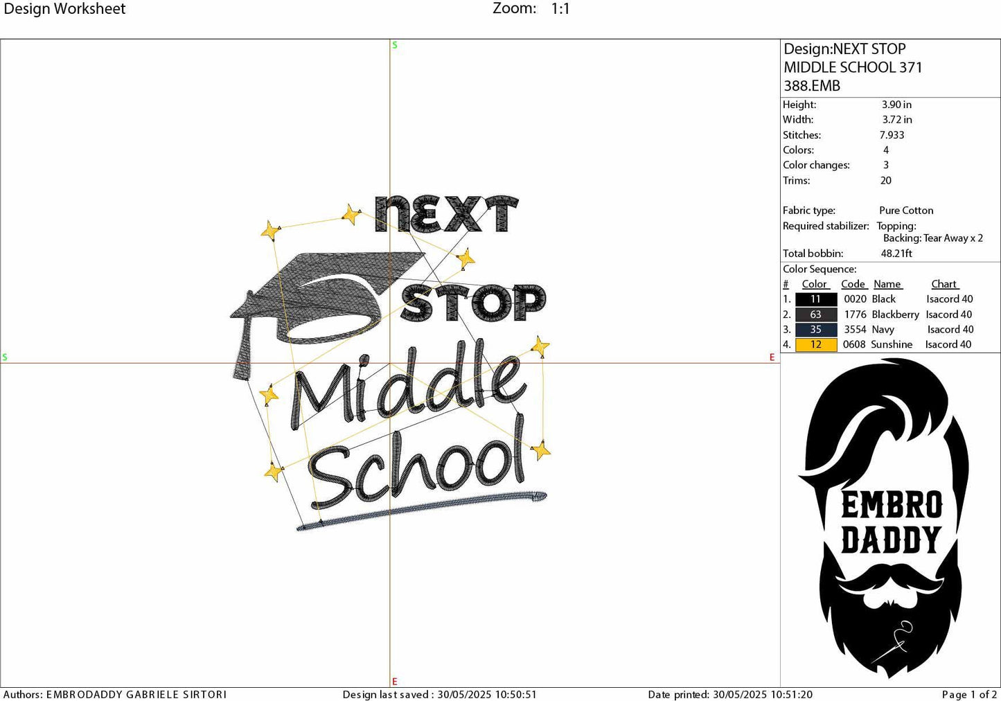 Machine Embroidery files, Next Stop Middle School, Middle School, Back to School, Graduation, dst, xxx, hus & more