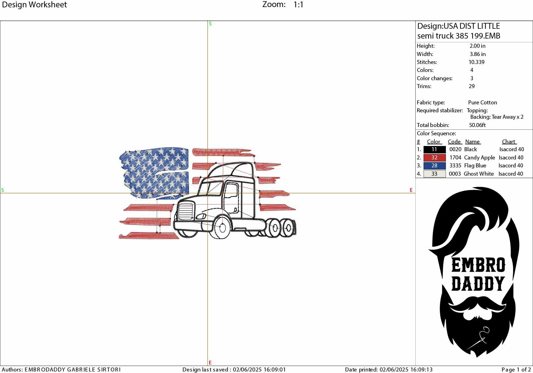 Machine Embroidery files, USA flag semi truck, PES, DST, xxx, hus & more