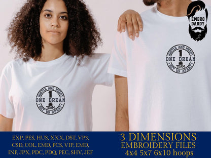 Machine Embroidery, Hustle and Heart Set Us Apart, one dream team PES, xxx, hus & more, fan embroidery files