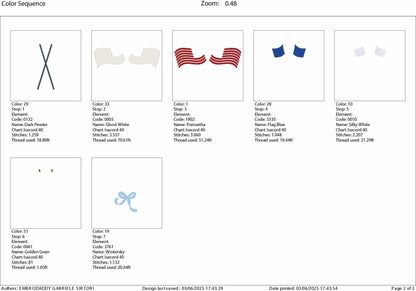 Machine Embroidery files, USA flag, American Flags with Ribbon Bow, DST, PES, xxx, hus & more