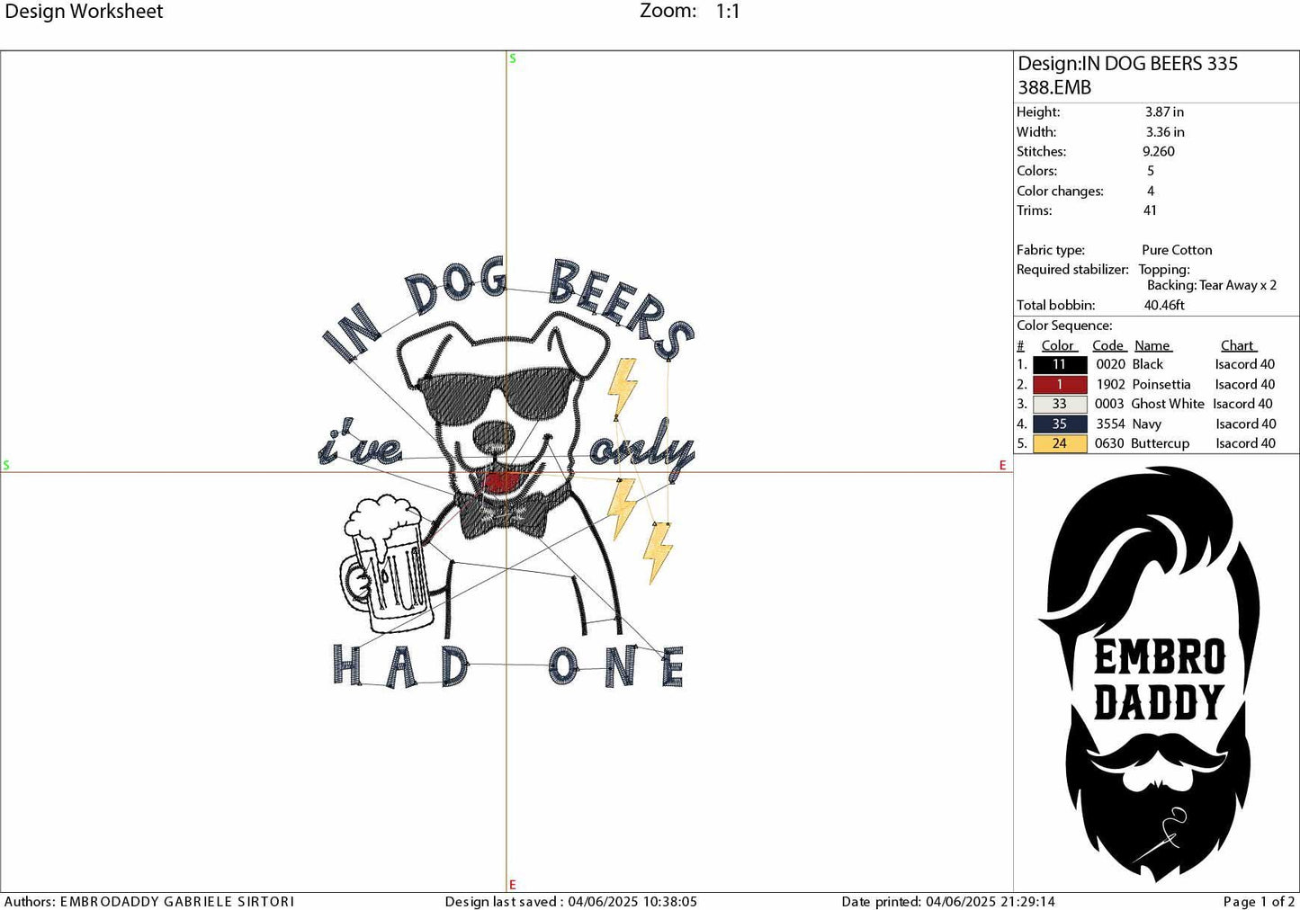Machine Embroidery files, In Dog Beers I've Only Had One, Funny Dog Beers, Funny Drinking, Pet Beer, Dog Lover pes, dst, hus & more