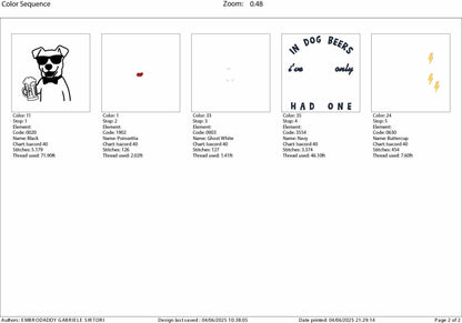 Machine Embroidery files, In Dog Beers I've Only Had One, Funny Dog Beers, Funny Drinking, Pet Beer, Dog Lover pes, dst, hus & more