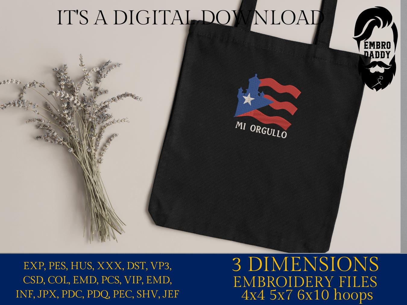 Machine Embroidery files, Puerto Rico Rican, Mi Orgullo, Lighthouse Flag, San Juan Island, Country National, DST, PES, xxx, hus & more,