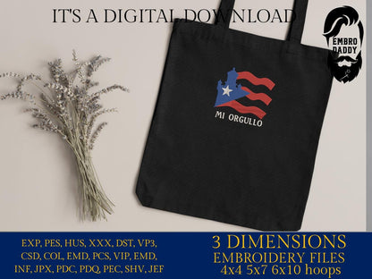 Machine Embroidery files, Puerto Rico Rican, Mi Orgullo, Lighthouse Flag, San Juan Island, Country National, DST, PES, xxx, hus & more,