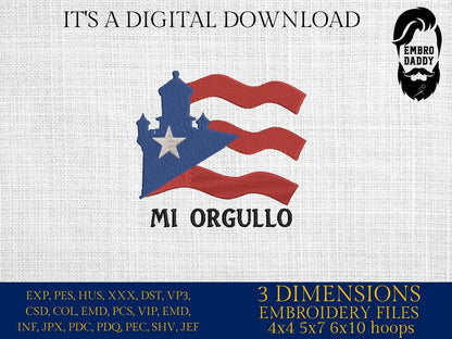 Machine Embroidery files, Puerto Rico Rican, Mi Orgullo, Lighthouse Flag, San Juan Island, Country National, DST, PES, xxx, hus & more,