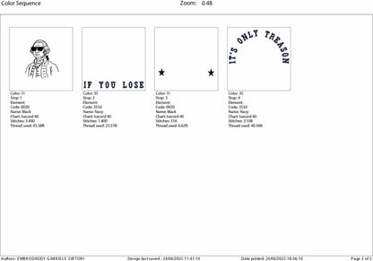 Machine Embroidery files, Its Only Treason if You Lose, 4th Of July, Patriotic, American Revolution, George Washington, PES, xxx, hus & more