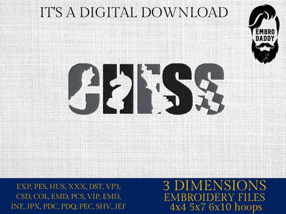 Machine Embroidery files, Chess, PES, xxx, dst, hus & more