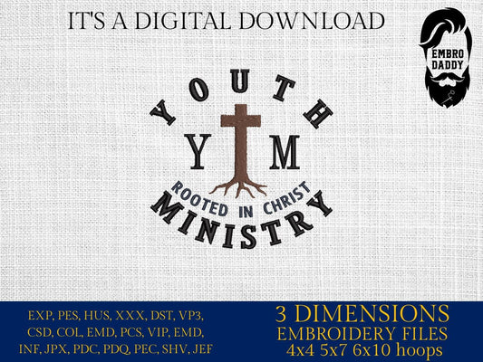 Machine Embroidery files, Youth Ministry, Rooted In Christ, Youth Group, PES, xxx, hus & more,