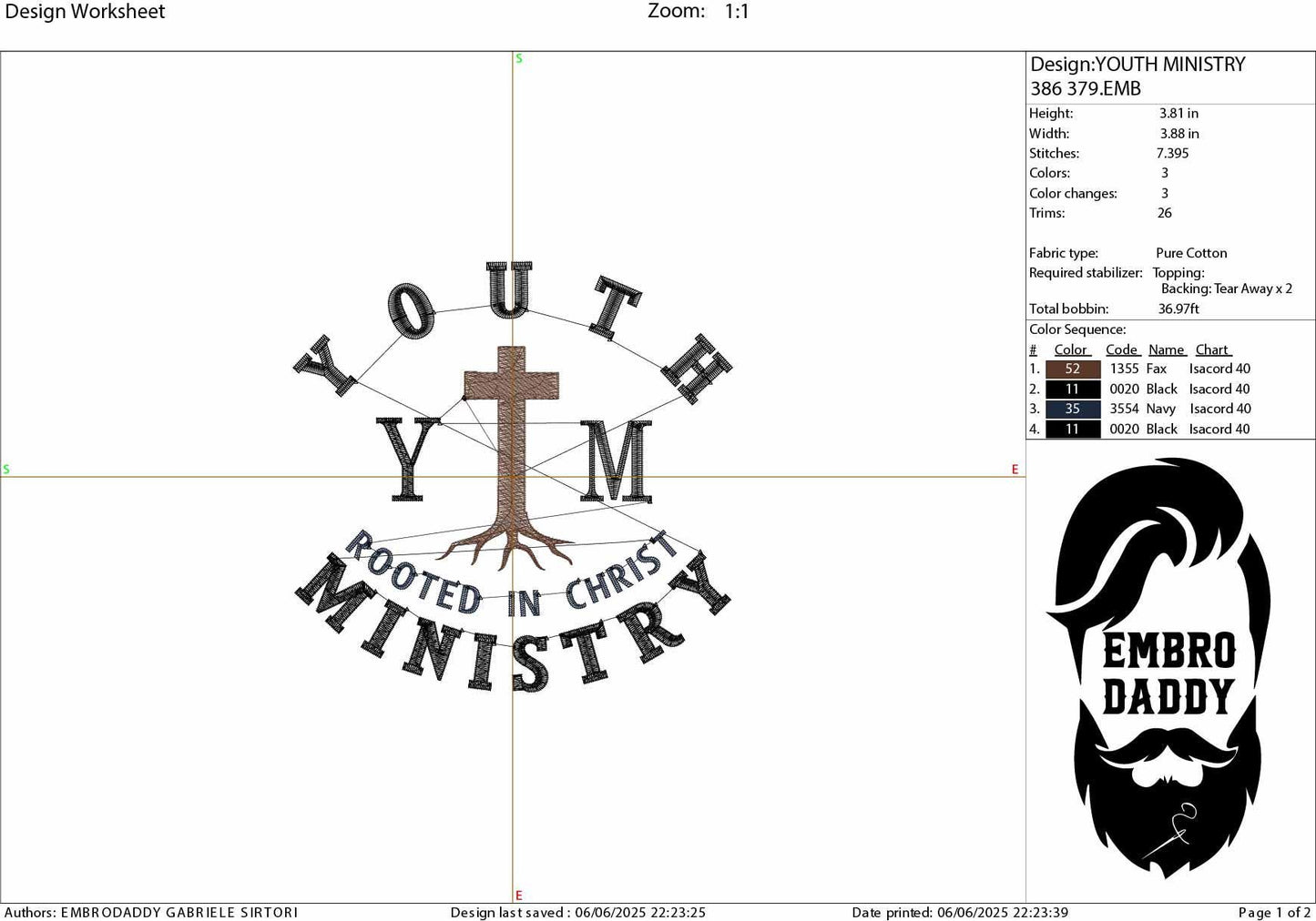 Machine Embroidery files, Youth Ministry, Rooted In Christ, Youth Group, PES, xxx, hus & more,