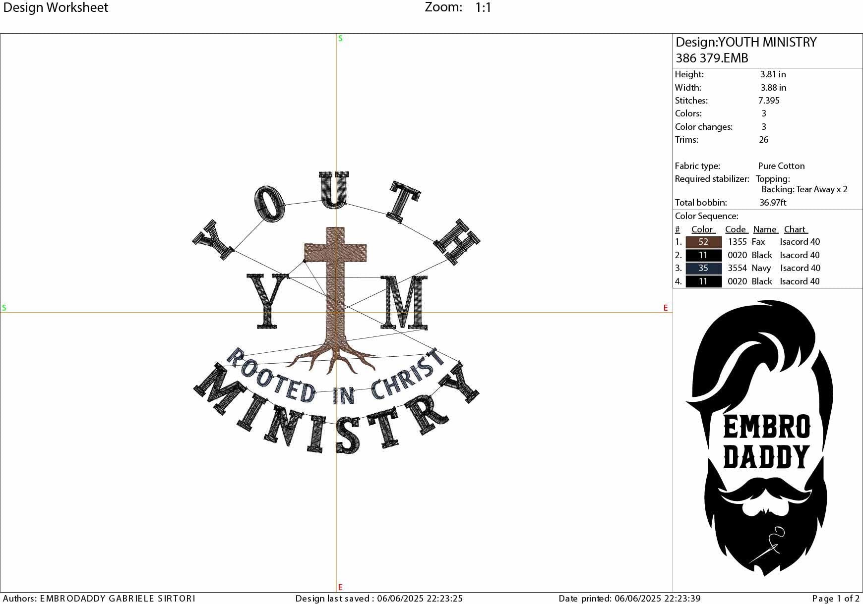 Machine Embroidery files, Youth Ministry, Rooted In Christ, Youth Group, PES, xxx, hus & more,