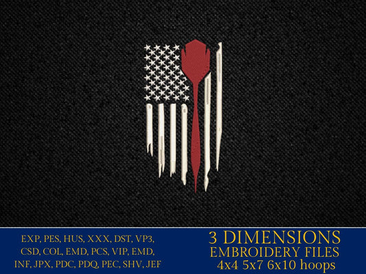 Machine Embroidery files, USA flag Sport Dart, Board Dartboard, Game Competition, Sharp Pub, Arrow Target Indoor, PES, DST, xxx, hus & more